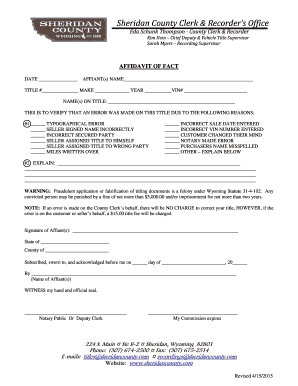 Wyoming Vehicle Title Correction Affidavit