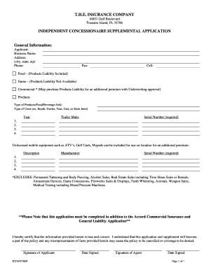 Independent Concessionaire Supplemental Application