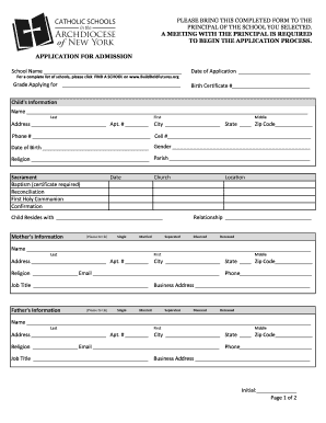 School Admission Application Form