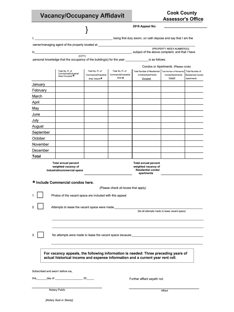 occupancy affidavit cook county Preview on Page 1