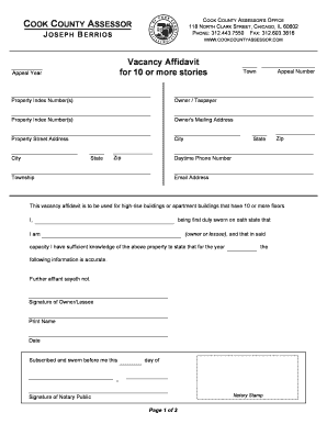 Cook County Vacancy Affidavit