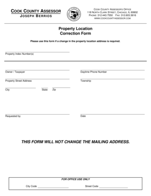 Cook County Property Location Correction Form