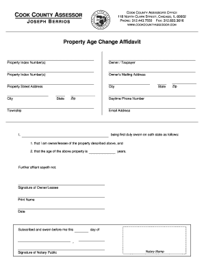 Cook County Property Age Change Affidavit