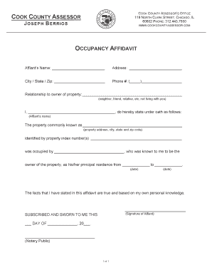 Cook County Occupancy Affidavit