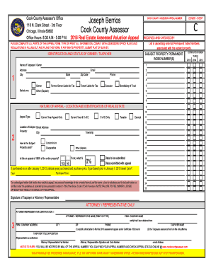 Cook County Real Estate Assessed Valuation Appeal Form