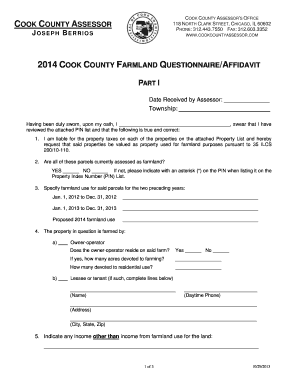 Cook County Farmland Questionnaire Affidavit
