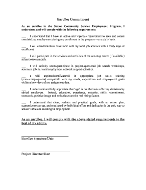 Senior Community Service Employment Program Commitment Form