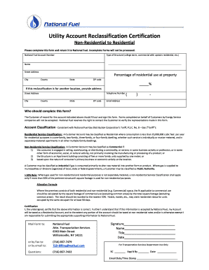 Utility Account Reclassification Certification