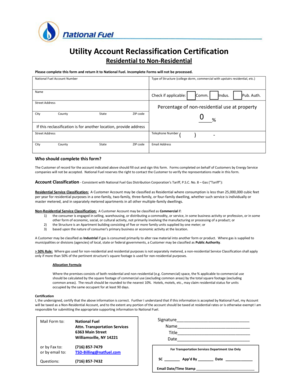 Utility Account Reclassification Certification