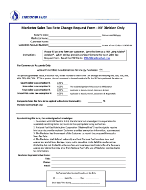 Marketer Sales Tax Rate Change Request Form