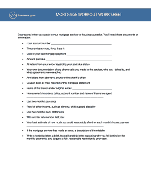 Mortgage Workout Worksheet
