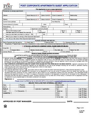 Post Corporate Apartments Guest Application