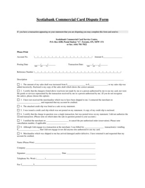 Scotiabank Commercial Card Dispute Form