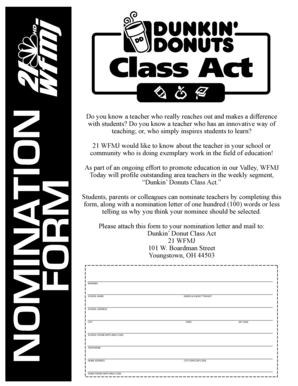 Dunkin Donuts Class Act Nomination Form