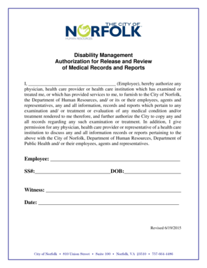 Authorization for Release and Review of Medical Records