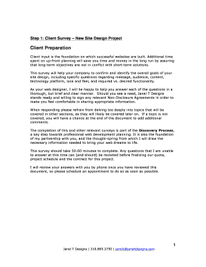 Client Survey for New Site Design Project