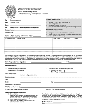 Georgetown University Intent to Pay Memo