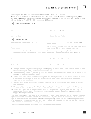 SEC Rule 701 Seller's Certification Form