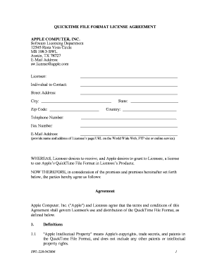 QuickTime File Format License Agreement