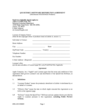 QuickTime 7 Software Distribution Agreement