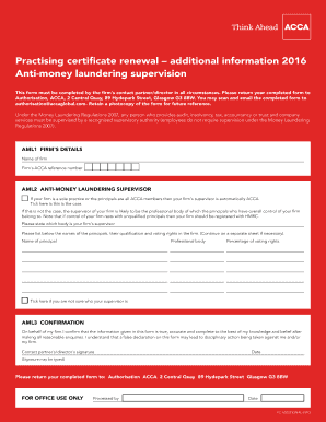 ACCA Anti-Money Laundering Supervision Form