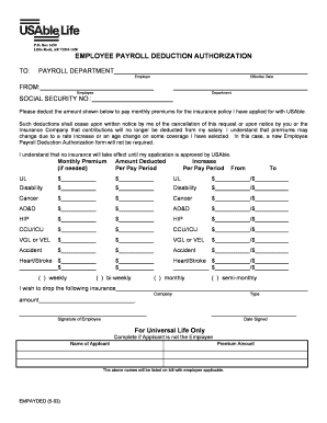 Employee Payroll Deduction Authorization