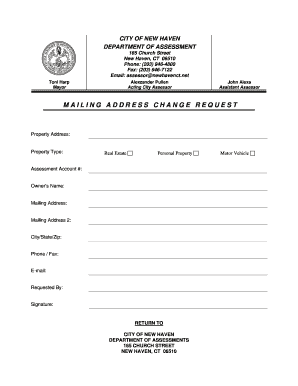 City of New Haven Mailing Address Change Request