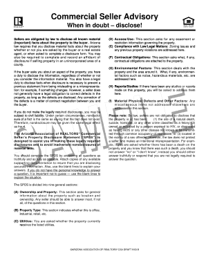Arizona Commercial Seller Property Disclosure Statement