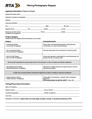 Filming/Photography Request Form