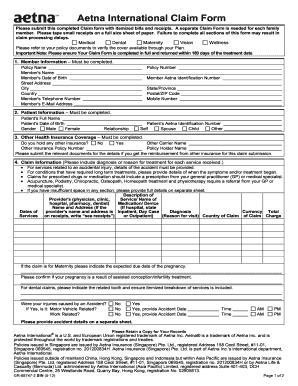 Aetna International Claim Form