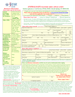 AnimalSafe MasterCard Application