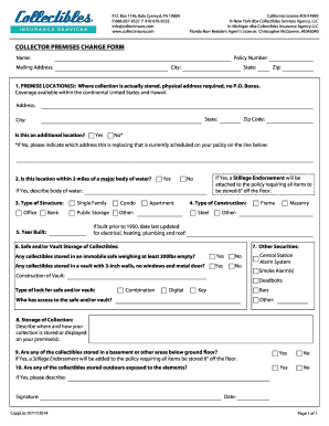 Collector Premises Change Form