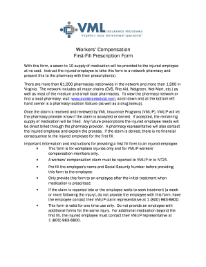 Workers' Compensation First-Fill Prescription Form