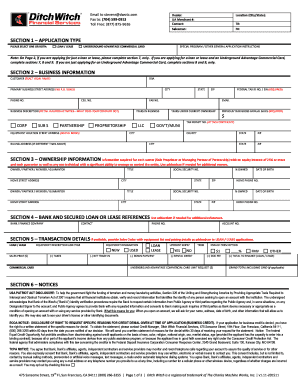 Ditch Witch Financial Services Loan Lease Application