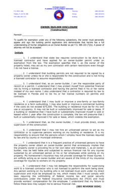 Florida Owner Builder Disclosure Form