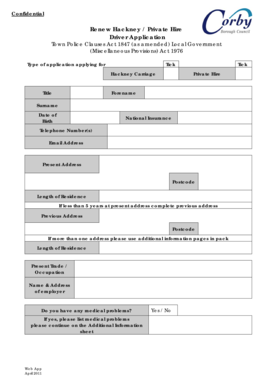 UK Hackney Carriage Private Hire Driver Application
