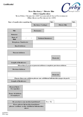 UK Hackney Carriage Private Hire Driver Application