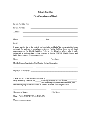 Florida Building Code Compliance Affidavit
