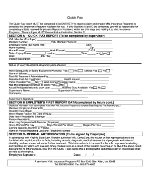 Quick-Fax Report for VML Insurance Programs