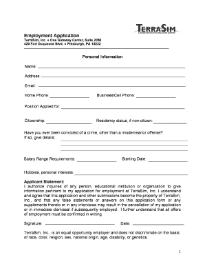Employment Application Form