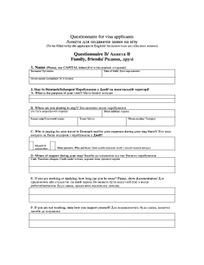 Visa Application Questionnaire