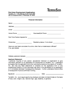 Part-Time Employment Application