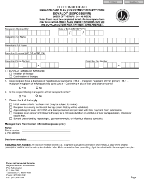 Florida Medicaid Sovaldi Kick Payment Request Form