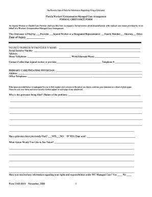 Florida Workers' Compensation Grievance Form