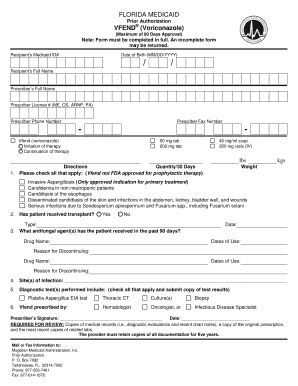 Florida Medicaid Prior Authorization for Vfend