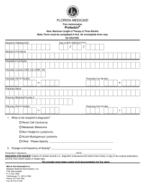 Florida Medicaid Prior Authorization for Proleukin