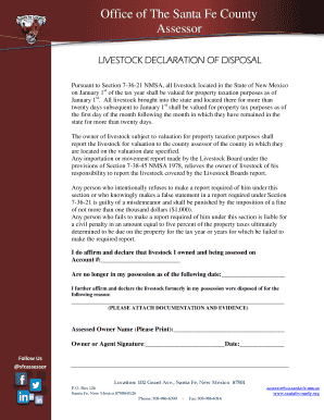 New Mexico Livestock Disposal Declaration