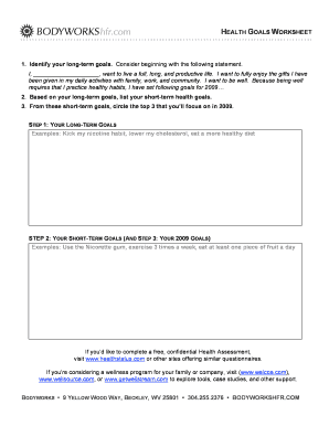 Health Goals Worksheet