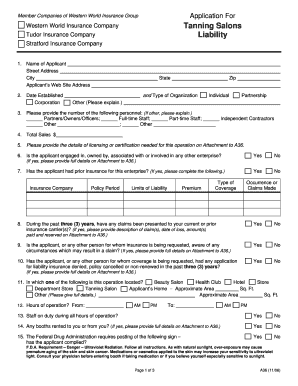 Tanning Salon Insurance Application