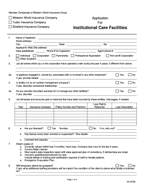 Institutional Care Facility Insurance Application